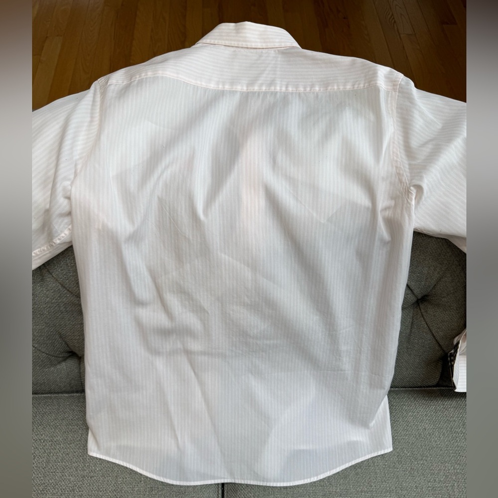 Burberry Men's Striped White Shirt with Check Cuffs - Picture 12 of 12